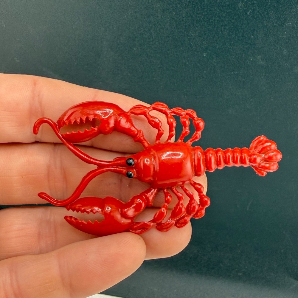 Vintage Estate Lobster Brooch Red Acrylic Nautical Animal Pin
